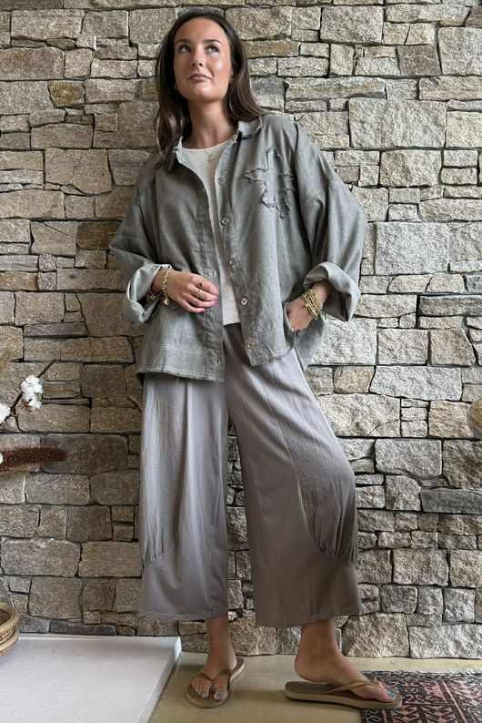 Hippie Shake Linen Blend Shirt Jacket Washed Earth